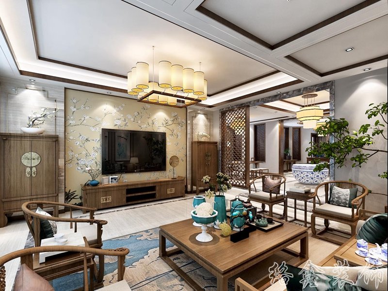 中式风格家居装修装饰室内设计效果-H801